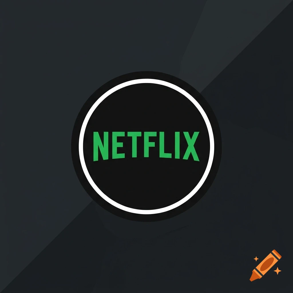 A circular icon with the word NETFLIX in green lettering inside a white ring against a dark grey background.