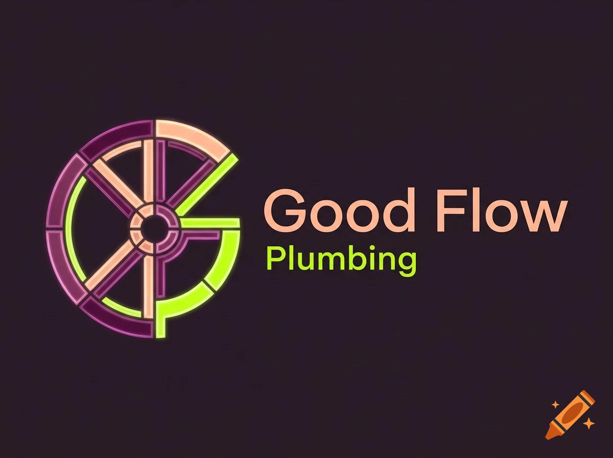 A logo for Good Flow Plumbing featuring a circular graphic icon and text.
