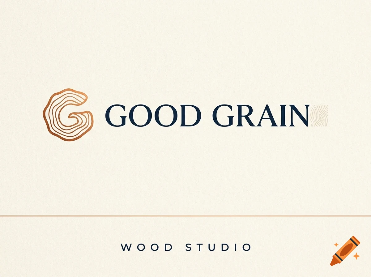 Logo featuring a stylized wood cross-section forming the letter G next to the text GOOD GRAIN and WOOD STUDIO.