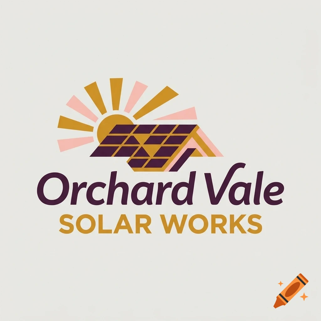 Logo featuring a stylized house with solar panels, a sun with rays, and the text Orchard Vale SOLAR WORKS.