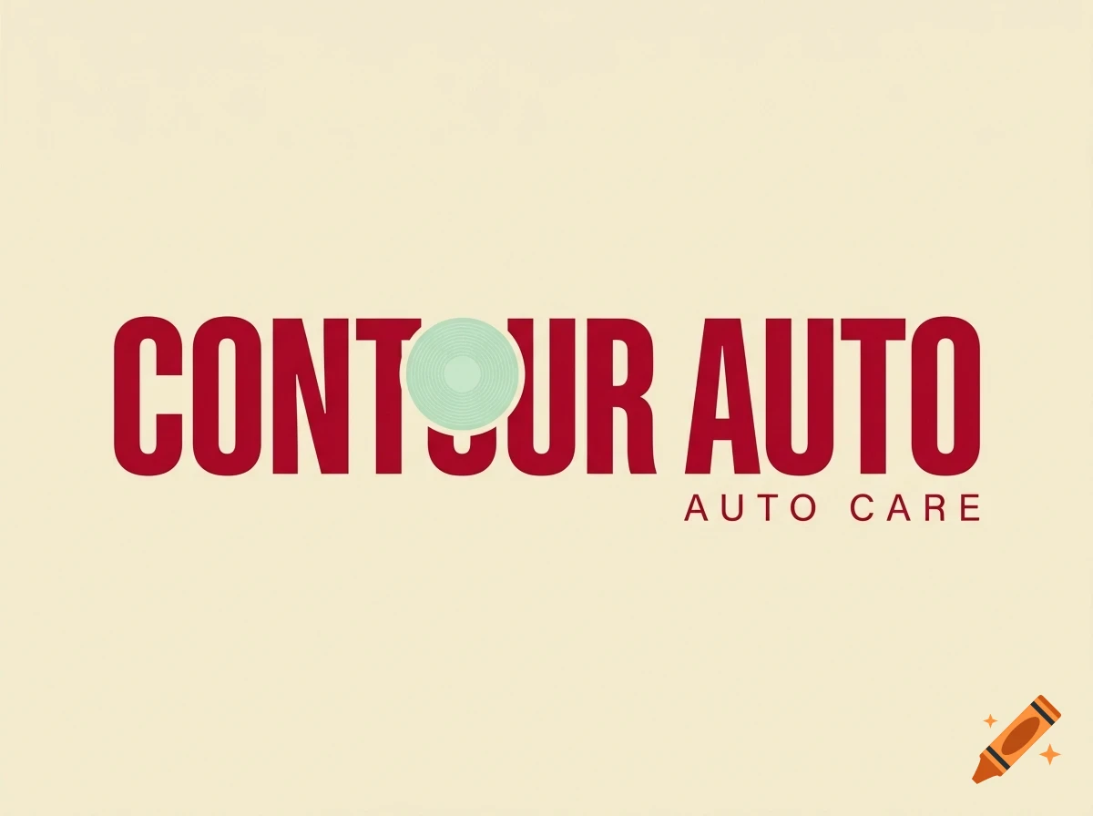 A logo for Contour Auto with red lettering and a pale green circular design replacing the 'O', and the text 'AUTO CARE' below.