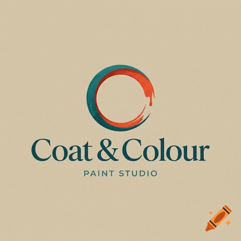 Logo featuring a circular painted brushstroke design above the text "Coat & Colour PAINT STUDIO".