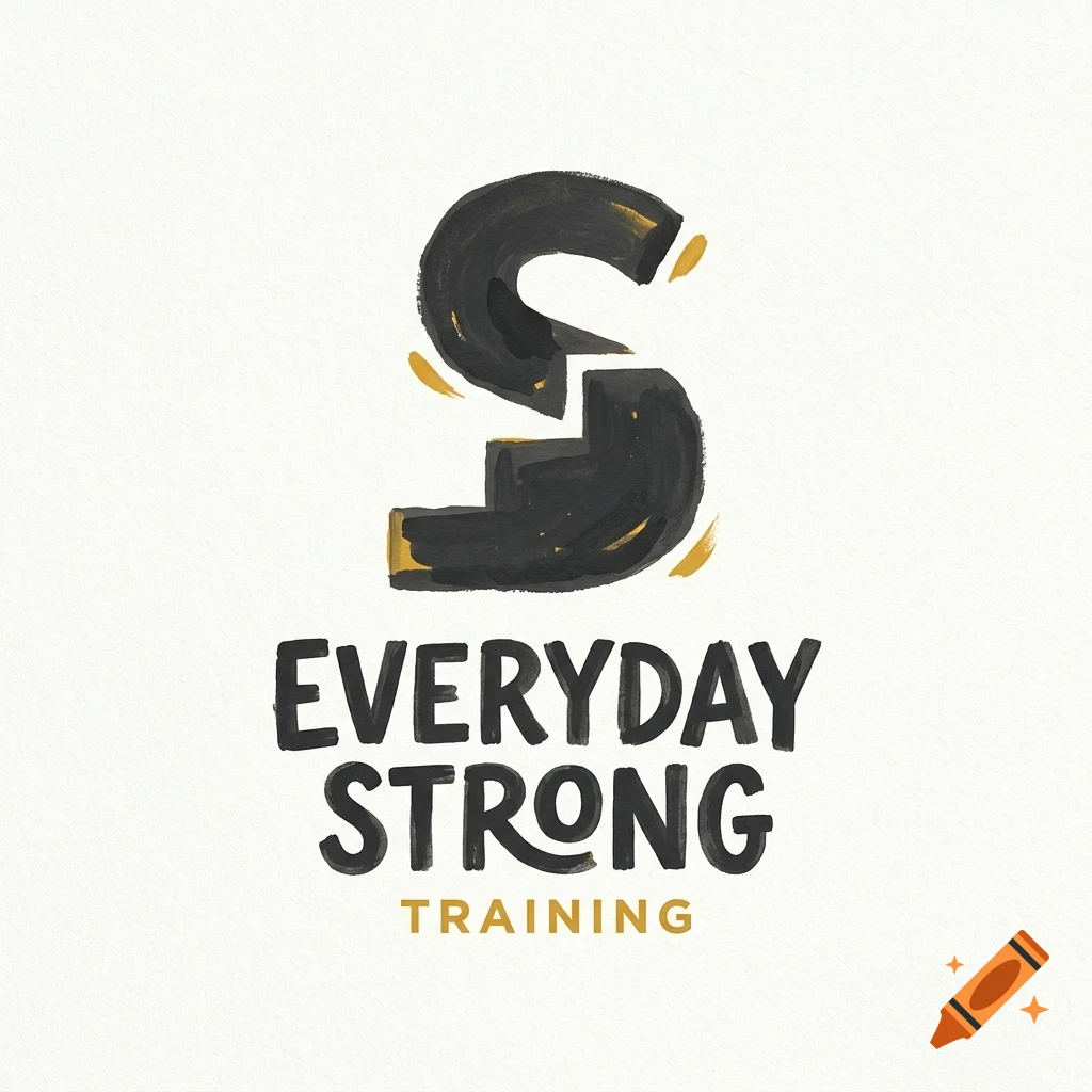 A logo design with a stylized black letter S and the text 'EVERYDAY STRONG TRAINING'.