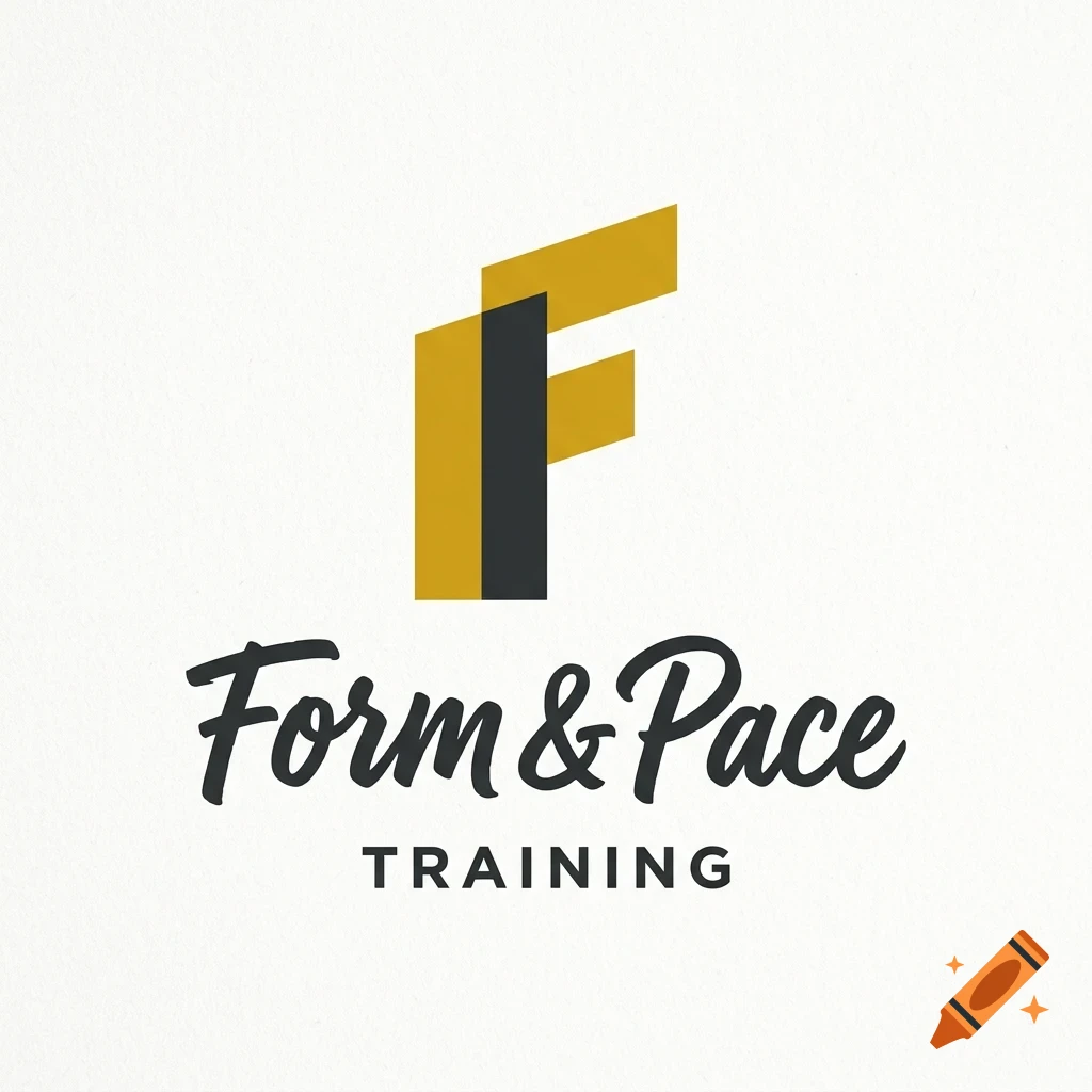 A logo featuring a stylized letter F in yellow and dark grey, with the text 'Form & Pace' and 'TRAINING' below it on a white textured background.