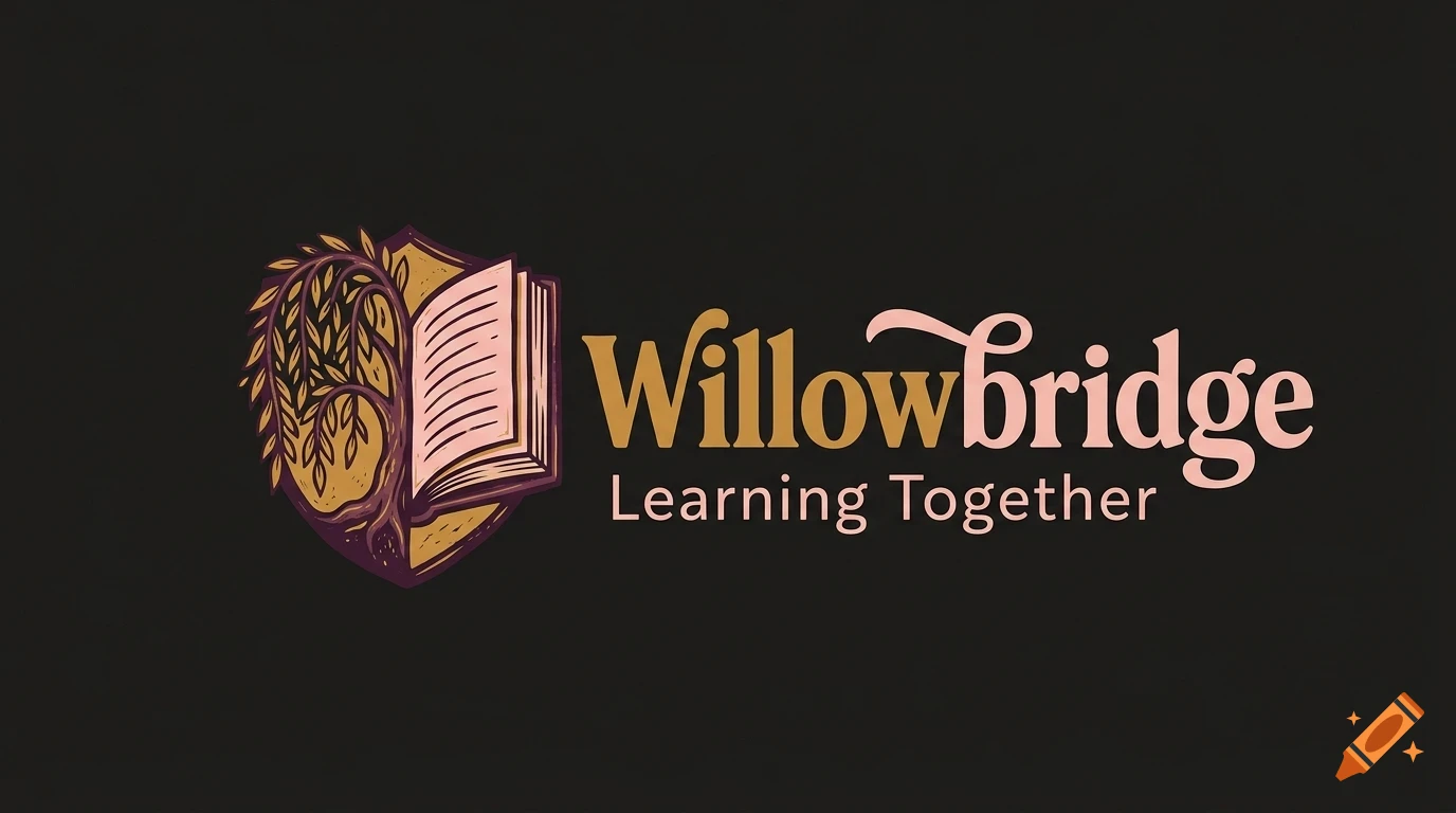 Logo featuring an open book combined with a tree, alongside the text Willowbridge Learning Together.