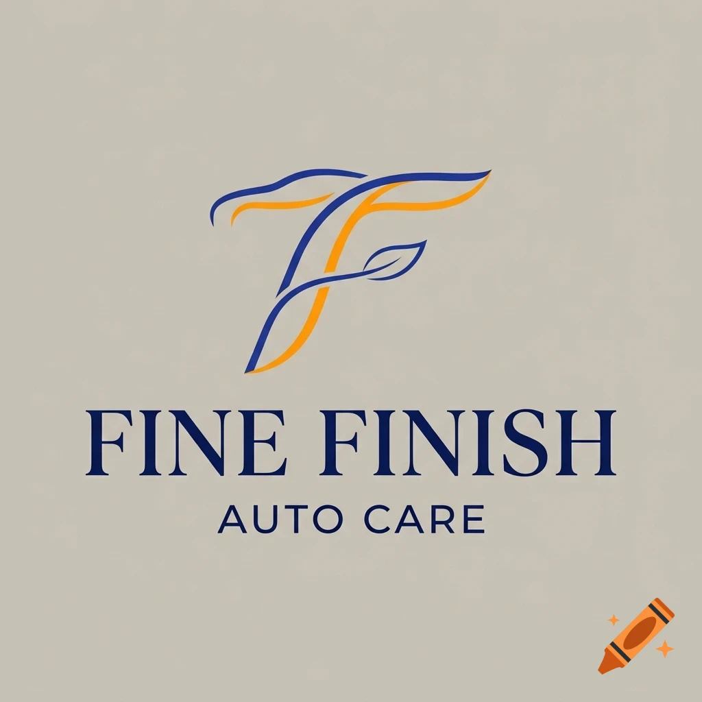 A minimalist logo featuring a stylized letter F combined with a car outline and leaf, above the text 'FINE FINISH AUTO CARE'.