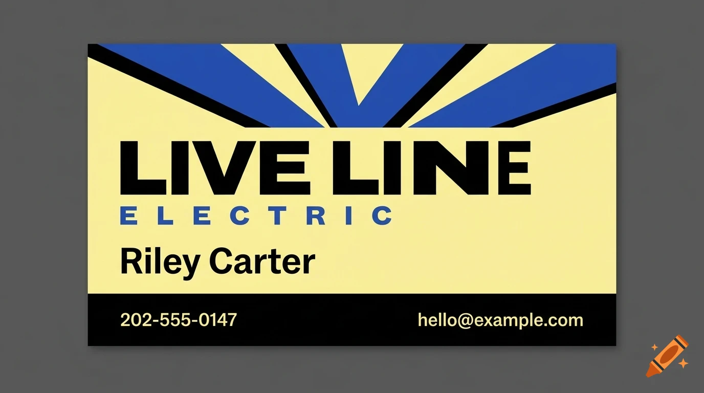 A business card for Live Line Electric with the name Riley Carter, phone number, and email.