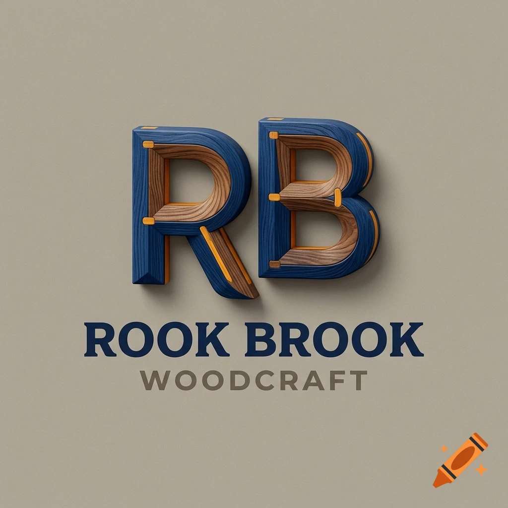 Logo featuring stylized wooden letters RB above the text ROOK BROOK WOODCRAFT.