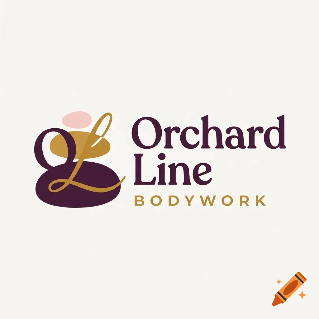 A logo featuring stacked abstract shapes on the left and the text 'Orchard Line BODYWORK' on the right.