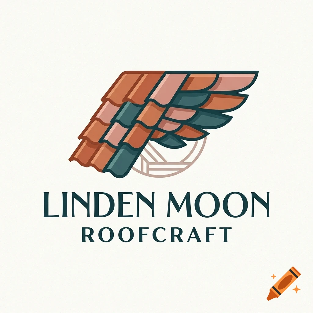 A logo featuring a stylized wing made of roof tiles above the text 'LINDEN MOON ROOFCRAFT'.