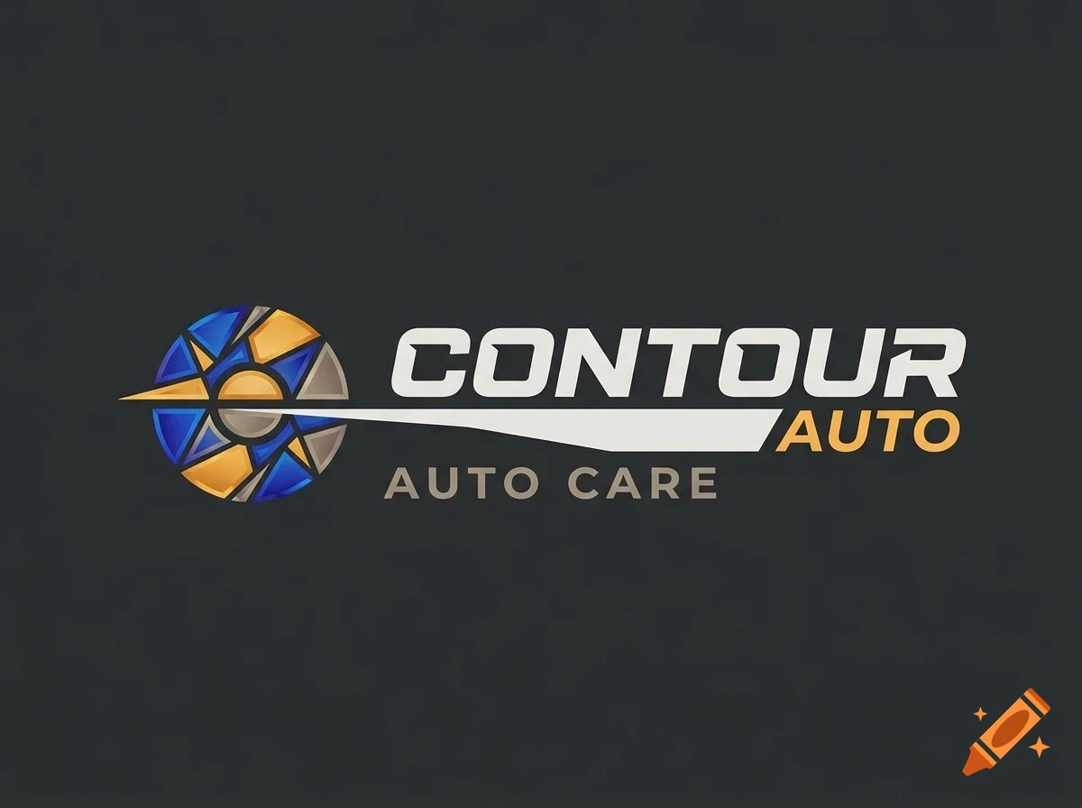 Logo for Contour Auto Care featuring a circular geometric icon and white and yellow lettering against a dark background.