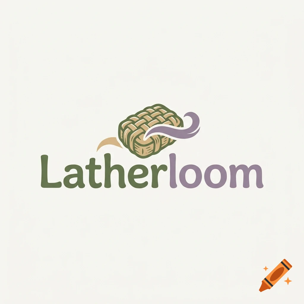 Logo featuring a woven bar of soap with curved swirls and the text 'Latherloom'.