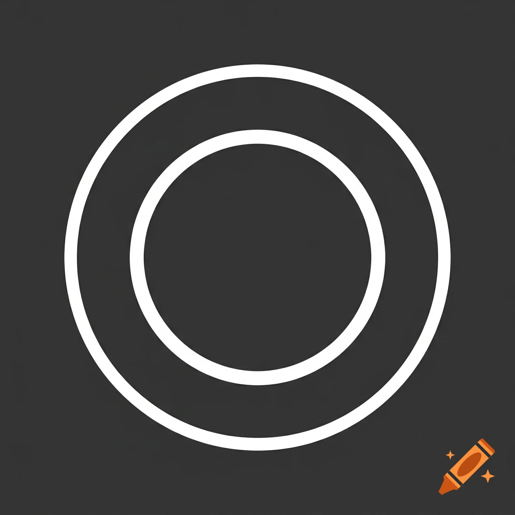 Two concentric white outlines of circles centered on a dark gray textured background.