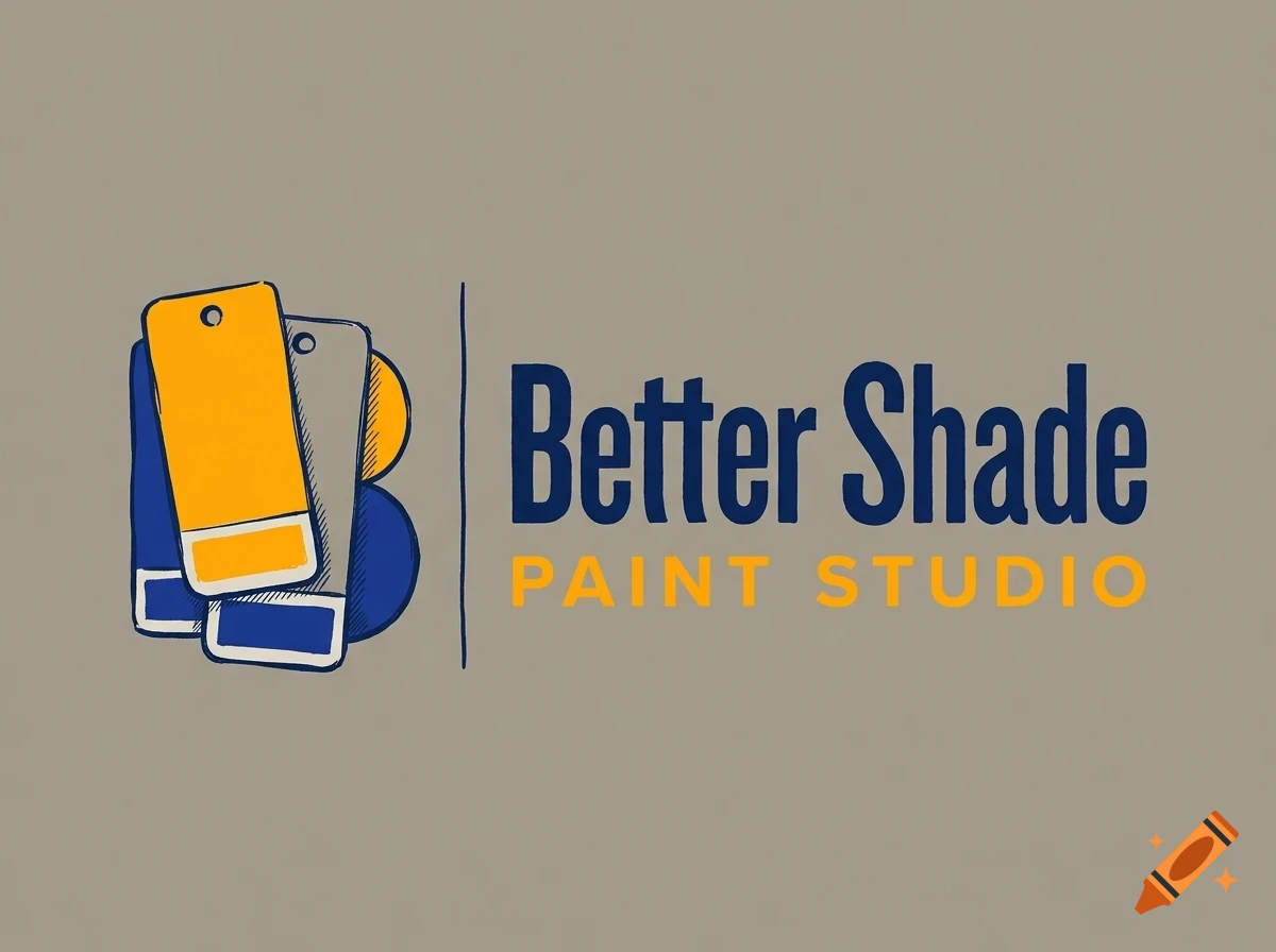 A logo for Better Shade Paint Studio featuring stacked paint swatches and bold text.