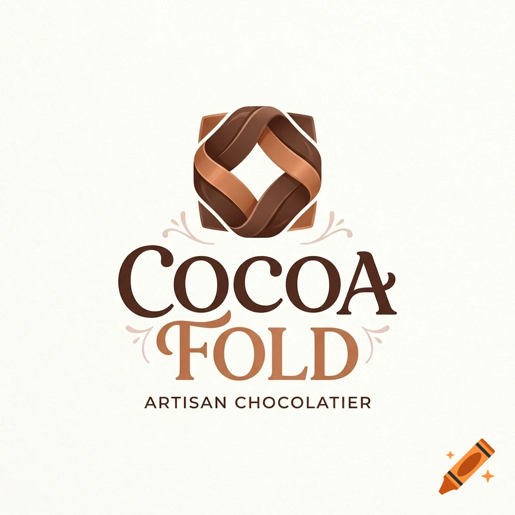 A logo for Cocoa Fold, featuring a stylized folded chocolate graphic above the text and the tagline 'ARTISAN CHOCOLATIER'.