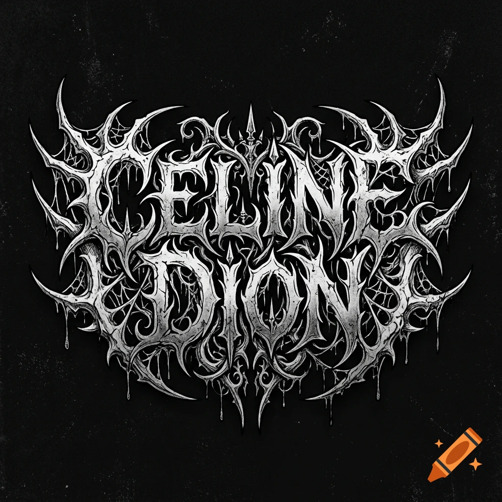 Intricate black and metal death-metal style band logo reading CELINE DION on a black background.