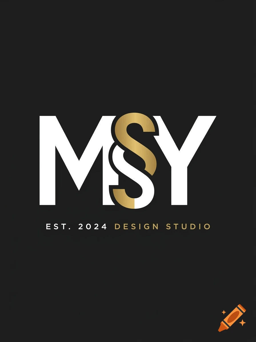 Monogram logo featuring stylized white and gold letters M, S, and Y on a dark background, with the text 'EST. 2024 DESIGN STUDIO' below.