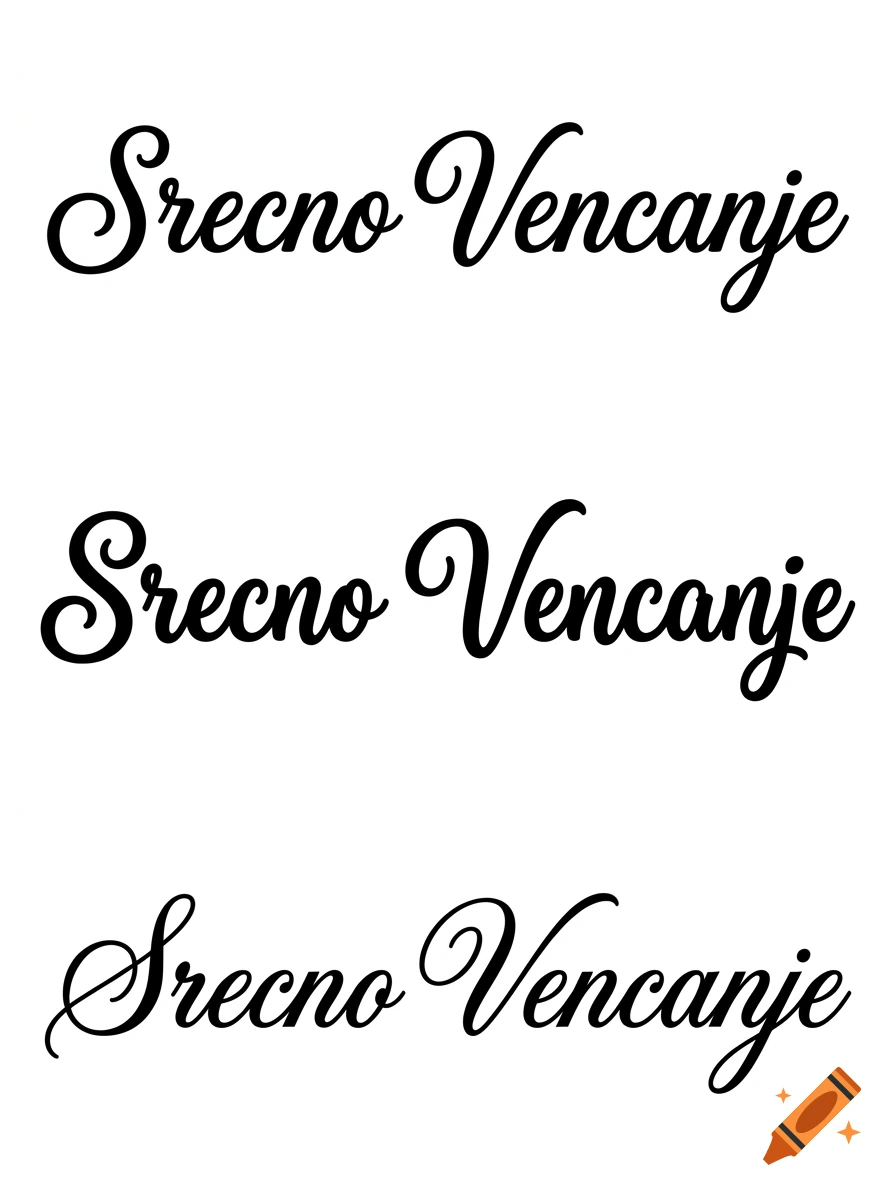 Three lines of text reading 'Srecno Vencanje' in distinct cursive script fonts on a white background.