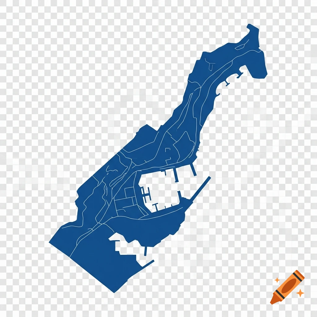 Blue vector map of Monaco on a transparent background.