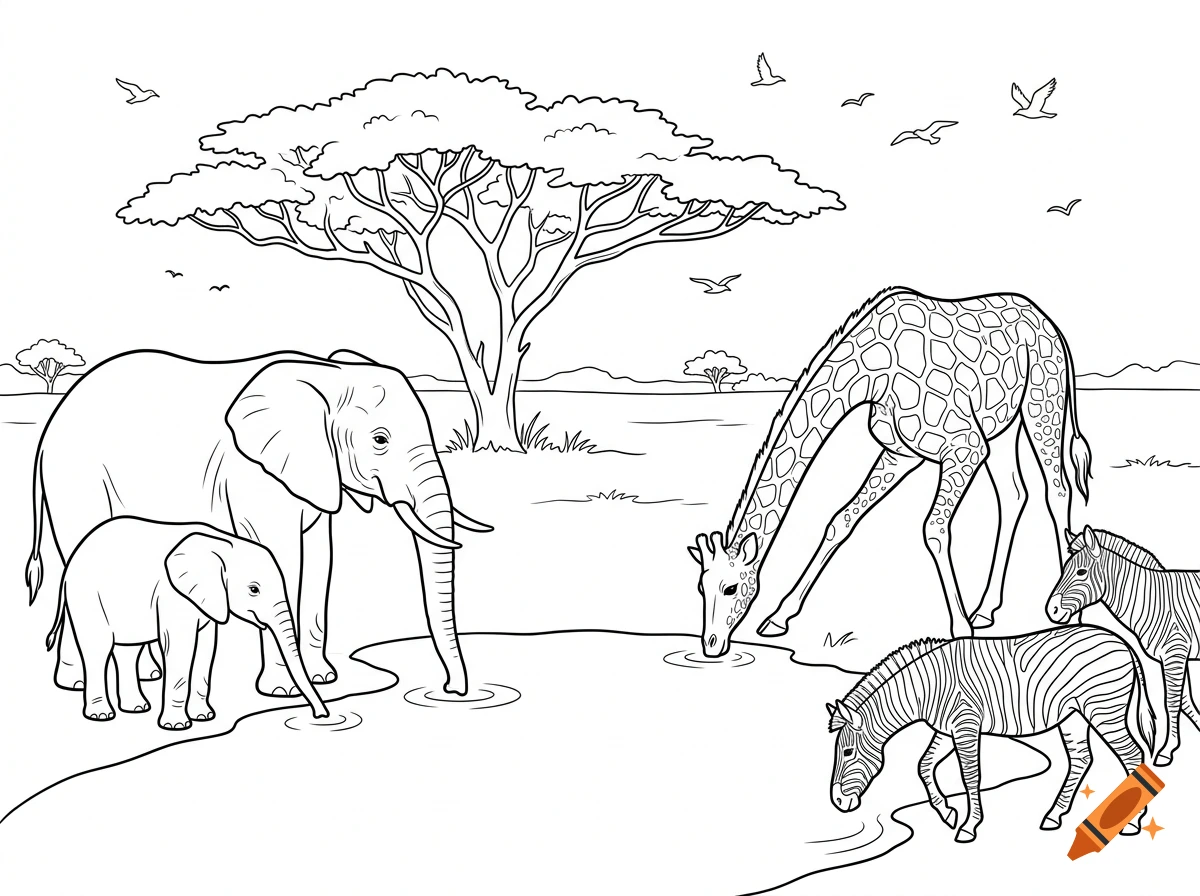 Zoo+animals+coloring+pages created on Craiyon