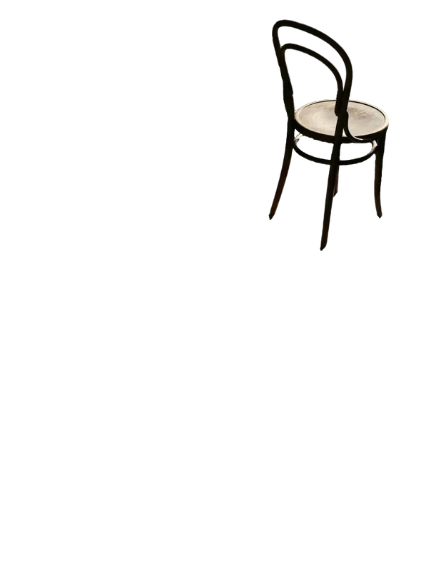 Background removed: A bentwood chair's thin legs and loops