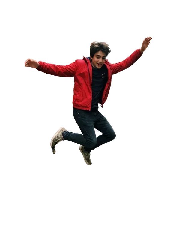 Background removed: A jump in mid-air, arms out