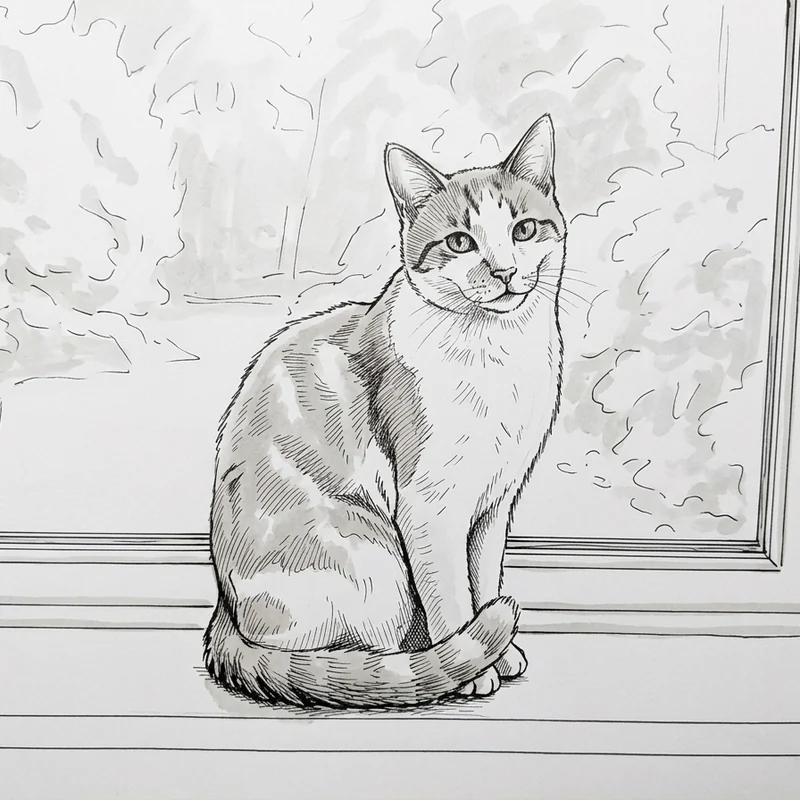 Eine Tuschezeichnung meiner Katze