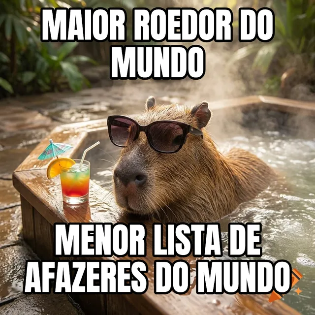 Maior roedor do mundo / Menor lista de afazeres do mundo – Capivara relaxando em uma banheira de hidromassagem