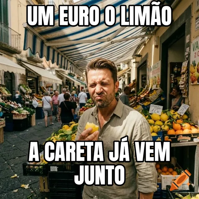 Um euro o limão / A careta já vem junto – Homem mordendo limão em Amalfi