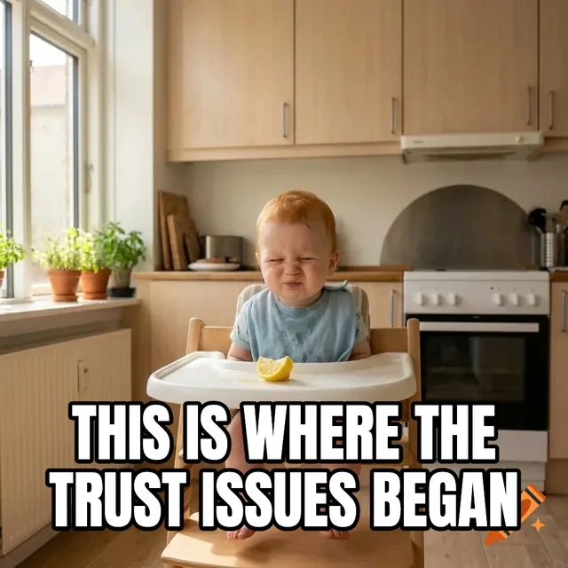 This is where the trust issues began – Baby with Lemon in Chair
