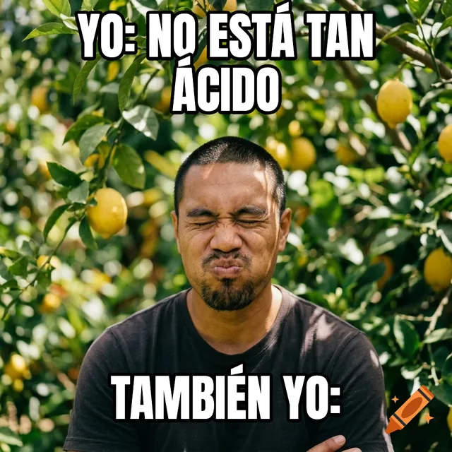 Yo: no está tan ácido / También yo: – Hombre haciendo muecas al probar limón
