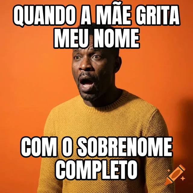 Quando a mãe grita meu nome / Com o sobrenome completo – Homem chocado em suéter de tricô