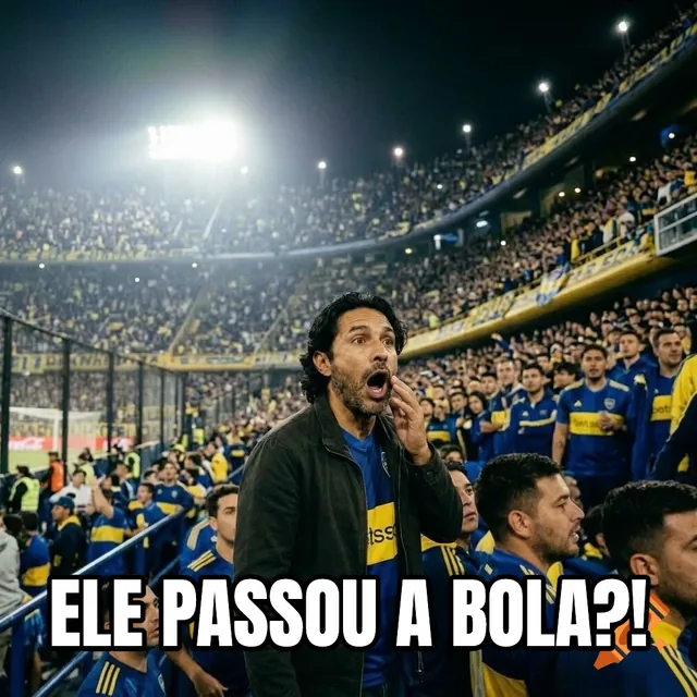 Ele passou a bola?! – Homem chocado em um estádio lotado