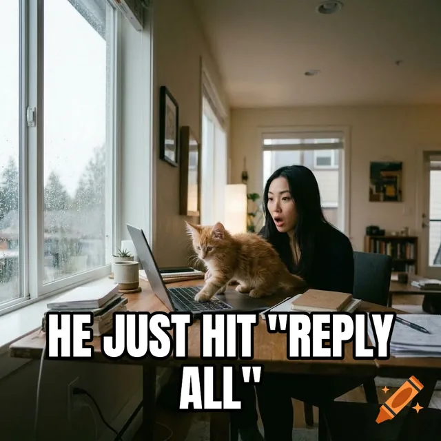 He just hit "Reply All" – Kitten on Laptop Keyboard
