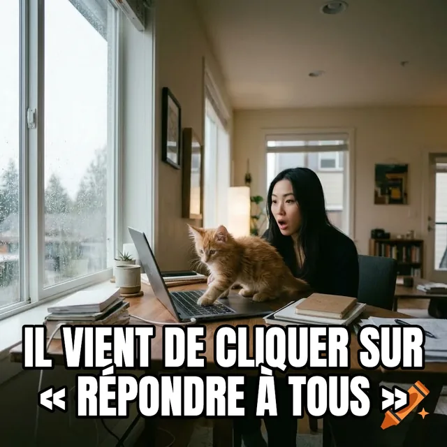 Il vient de cliquer sur « Répondre à tous » – Chaton sur un clavier d'ordinateur