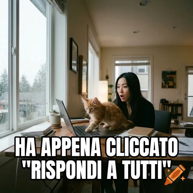 Ha appena cliccato "Rispondi a tutti" – Gattino su tastiera di computer