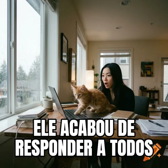Ele acabou de responder a todos – Gatinho em teclado de notebook
