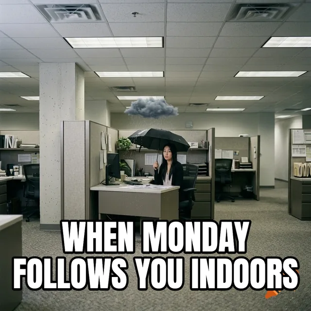 When Monday follows you indoors – Woman Under Indoor Rain Cloud