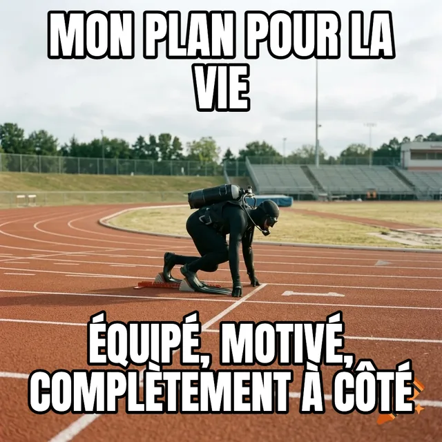 Mon plan pour la vie / Équipé, motivé, complètement à côté – Plongeur sur une piste d'athlétisme