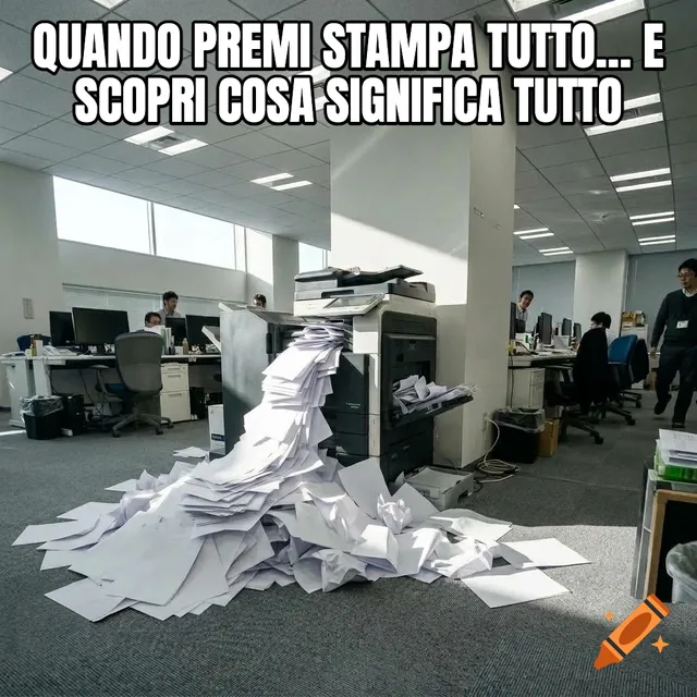 Quando premi stampa tutto… E scopri cosa significa tutto – Stampante che trabocca di carta bianca