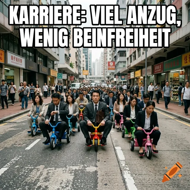 Karriere: viel Anzug, wenig Beinfreiheit – Profis fahren Dreirad in der Stadt