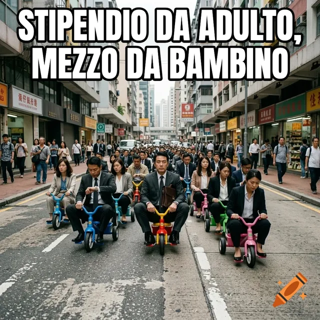 Stipendio da adulto, mezzo da bambino – Professionisti in triciclo per la città