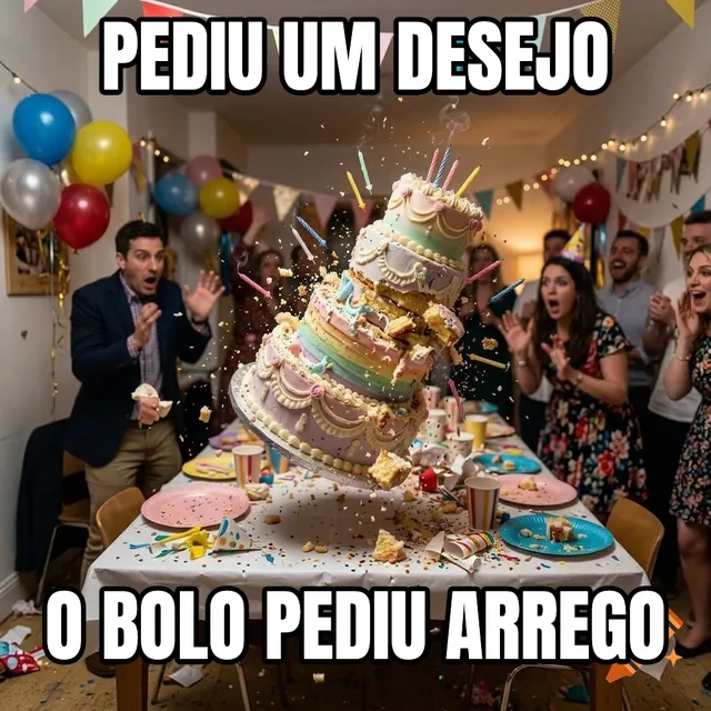 Pediu um desejo / O bolo pediu arrego – Bolo de aniversário desmoronando na festa